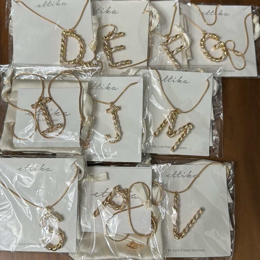 Ettika gold D -G - I - J - M - P -  V initial necklace